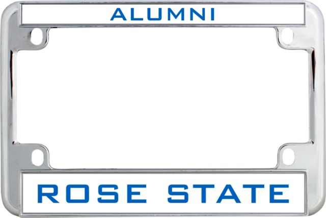 Rose State Metal Motorcycle License Plate Frame in Chrome Alumni - ONLINE ONLY