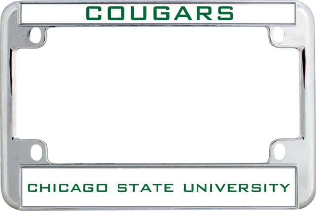 Chicago State Metal Motorcycle License Plate Frame in Flat Word-mark - ONLINE ONLY