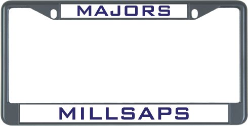 Millsaps Metal License Plate Frame in Majors - ONLINE ONLY