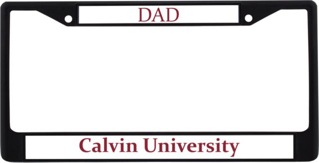 Calvin Univ Dad Metal License Plate Frame in Calvin Knights One Line - ONLINE ONLY