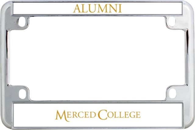 Merced College Metal Motorcycle License Plate Frame in Flat Wordmark - ONLINE ONLY
