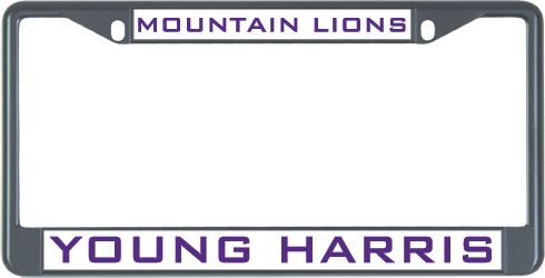 Young Harris Metal License Plate Frame in Mountain Lions - ONLINE ONLY