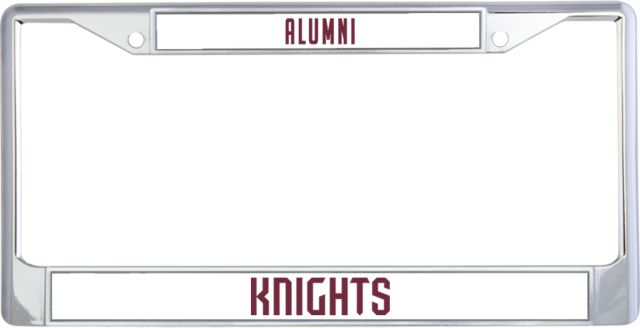 FDU Knights Alumni Metal License Plate Frame in Fairleigh Knights Wordmark - ONLINE ONLY