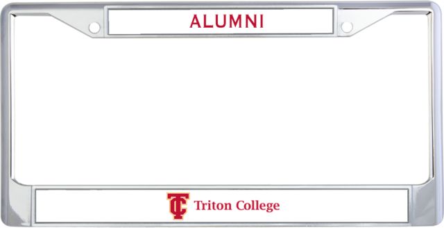 Triton Alumni Metal License Plate Frame in Triton College Primary Wordmark Flat - ONLINE ONLY