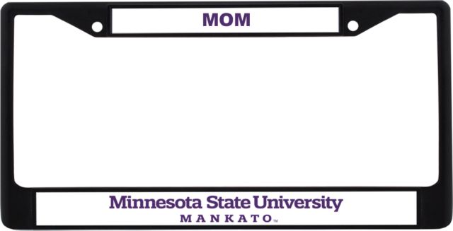 MSU Mankato Mom Metal License Plate Frame in Minnesota State University - Mankato Wordmark - ONLINE ONLY