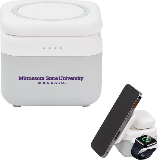 MSU Mankato 3 in 1 Mag Max Modularized Wireless Charger Minnesota State University - Mankato Wordmark - ONLINE ONLY