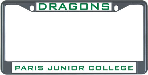 Paris Junior College Metal License Plate Frame in Mascot - ONLINE ONLY