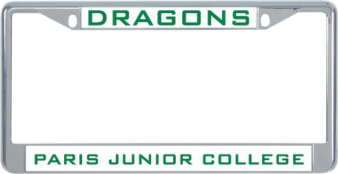 Paris Junior College Metal License Plate Frame in Mascot - ONLINE ONLY