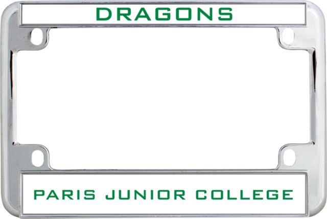 Paris Junior College Metal Motorcycle License Plate Frame in Mascot - ONLINE ONLY