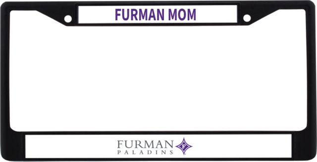 Furman Mom Metal License Plate Frame in Furman University Institutional Mark - ONLINE ONLY