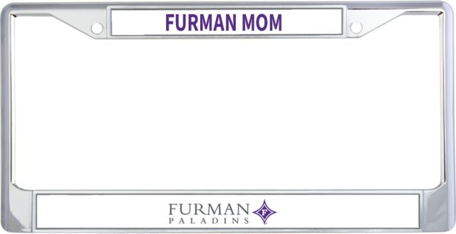 Furman Mom Metal License Plate Frame in Furman University Institutional Mark - ONLINE ONLY