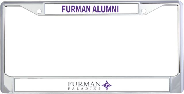 Furman Alumni Metal License Plate Frame in Furman University Institutional Mark - ONLINE ONLY