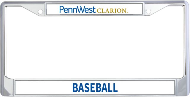 PennWest Clarion Metal License Plate Frame in PennWest Clarion Flat Wordmark - ONLINE ONLY