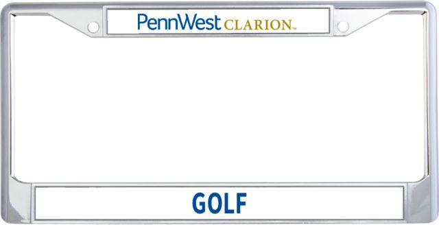 PennWest Clarion Metal License Plate Frame in PennWest Clarion Flat Wordmark - ONLINE ONLY