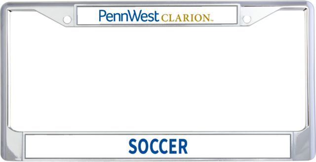PennWest Clarion Metal License Plate Frame in PennWest Clarion Flat Wordmark - ONLINE ONLY