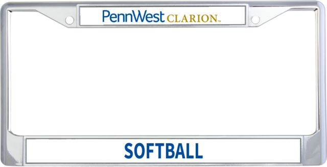 PennWest Clarion Metal License Plate Frame in PennWest Clarion Flat Wordmark - ONLINE ONLY