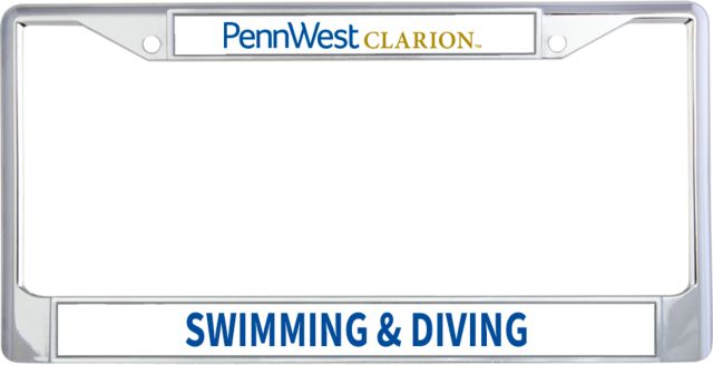 PennWest Clarion Metal License Plate Frame in PennWest Clarion Flat Wordmark - ONLINE ONLY