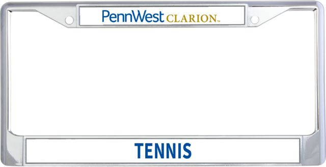 PennWest Clarion Metal License Plate Frame in PennWest Clarion Flat Wordmark - ONLINE ONLY