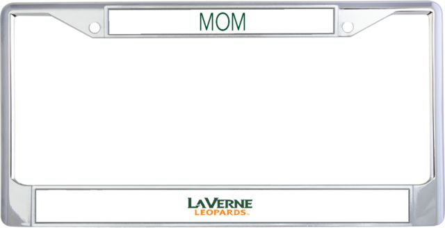 LaVerne Mom Metal License Plate Frame in University of La Verne  Leopards Wordmark Flat