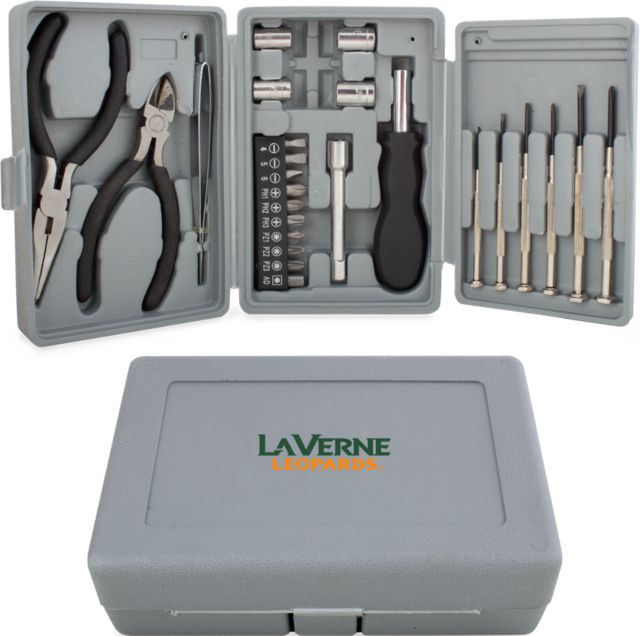 LaVerne Compact 26 Piece Deluxe Tool Kit University of La Verne  Leopards Wordmark Flat