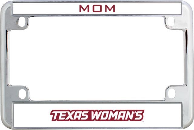 Texas Womans Metal Motorcycle License Plate Frame in Texas Womans Typeface - ONLINE ONLY