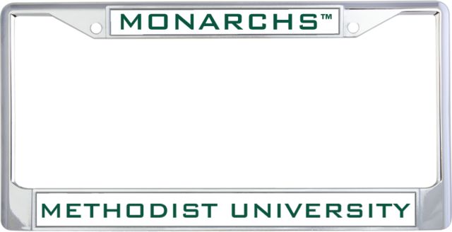 Methodist Metal License Plate Frame in Monarchs - ONLINE ONLY