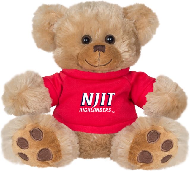 NJIT Plush Big Paw 8 1/2 inch Bear w/Red Shirt NJIT Highlanders Stacked - ONLINE ONLY