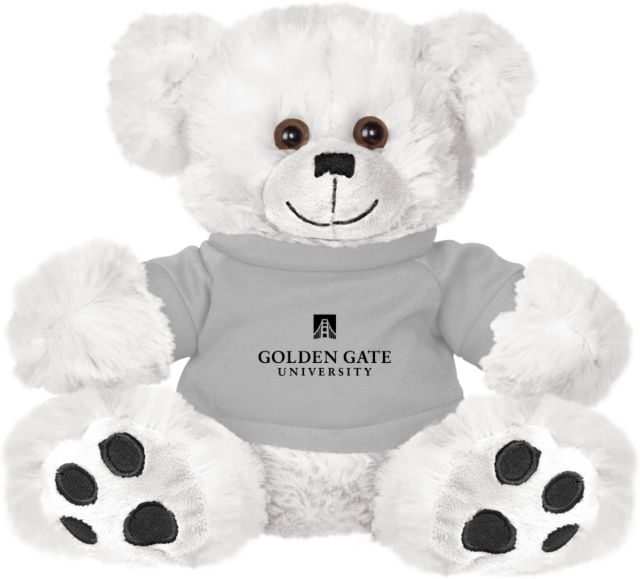 Golden Gate Plush Big Paw 8 1/2 inch Bear w/Grey Shirt Golden Gate University Stacked - ONLINE ONLY