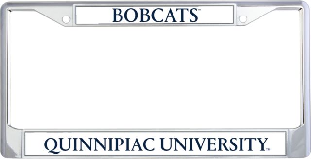 Quinnipiac Metal License Plate Frame in Chrome Bobcats - ONLINE ONLY
