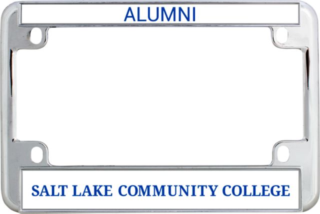 Salt Lake Community Metal Motorcycle License Plate Frame in Flat Word Mark - ONLINE ONLY