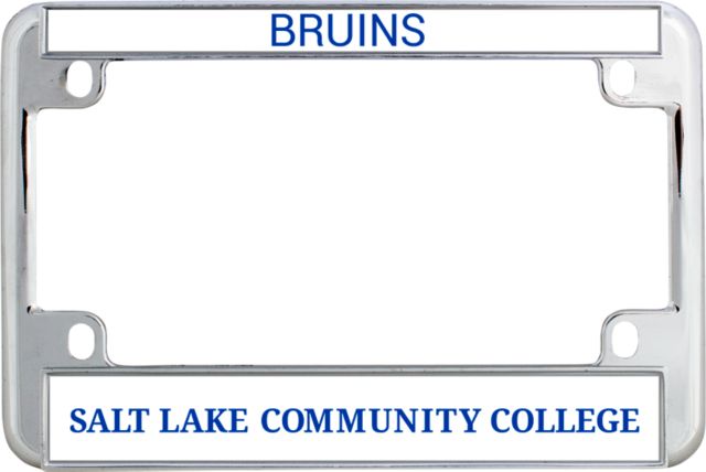 Salt Lake Community Metal Motorcycle License Plate Frame in Flat Word Mark - ONLINE ONLY