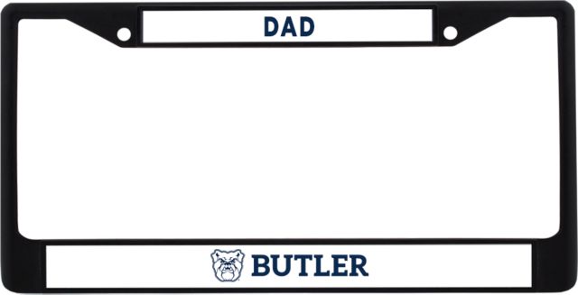 Butler Dad Metal License Plate Frame in Butler with Bulldog Head Flat - ONLINE ONLY