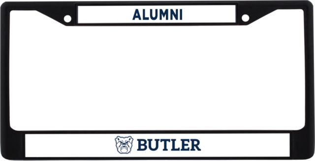 Butler Alumni Metal License Plate Frame in Butler with Bulldog Head Flat - ONLINE ONLY