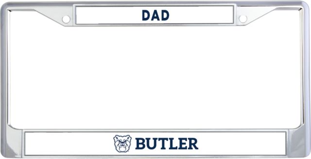 Butler Dad Metal License Plate Frame in Butler with Bulldog Head Flat - ONLINE ONLY