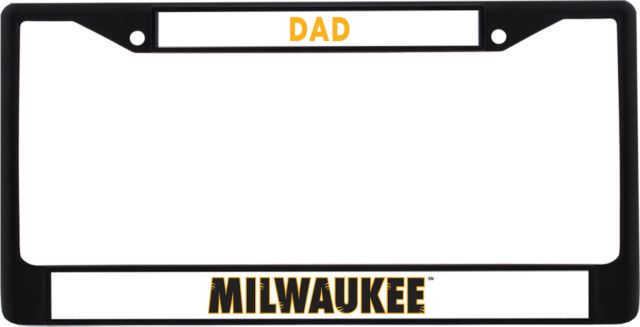 Wisconsin Milwaukee Dad Metal License Plate Frame in University of Wisconsin Milwaukee Wordmark Flat - ONLINE ONLY