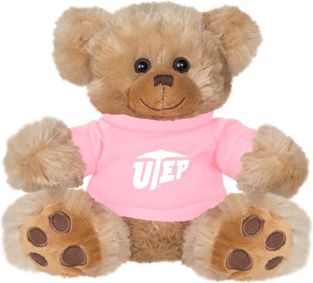 UTEP Plush Big Paw 8 1/2 inch Brown Bear w/Pink Shirt Primary University Mark - ONLINE ONLY