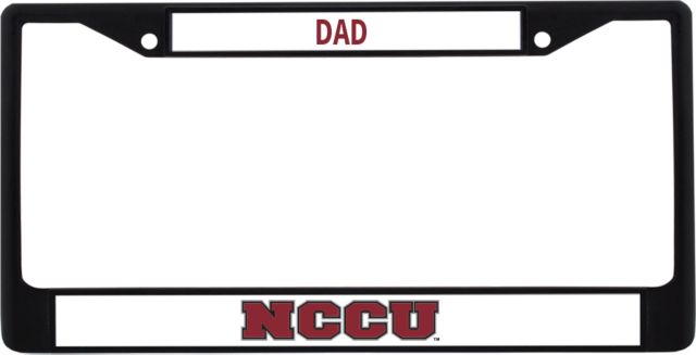 North Carolina Central Dad Metal License Plate Frame in NCCU Wordmark - ONLINE ONLY