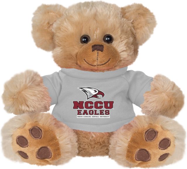 North Carolina Central Plush Big Paw 8 1/2 inch Bear w/Grey Shirt NCCU Eagle Head Athletics Mark - ONLINE ONLY