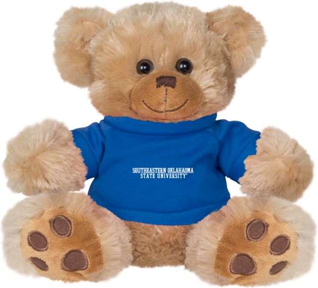 Southeastern Oklahoma State Plush Big Paw 8 1/2 inch Bear w /Shirt Southeastern Oklahoma State University Block Text - ONLINE ONLY