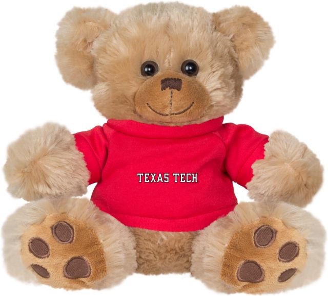 Texas Tech Plush Big Paw 8 1/2 inch Bear w/Shirt Texas Tech Wordmark Outlined - ONLINE ONLY