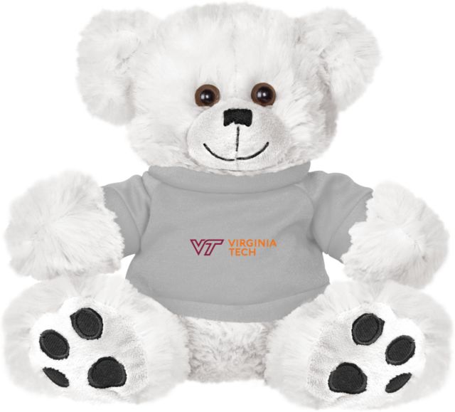 Virginia Tech Plush Big Paw 8 1/2 inch Bear w/Grey Shirt Primary Institutional Flat - ONLINE ONLY