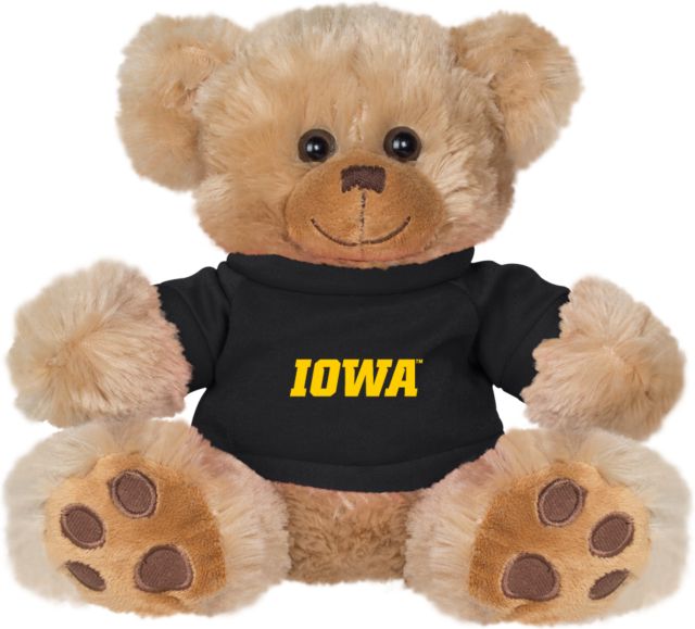 Iowa Plush Big Paw 8 1/2 inch Bear w/Black Shirt Iowa Italic Wordmark - ONLINE ONLY