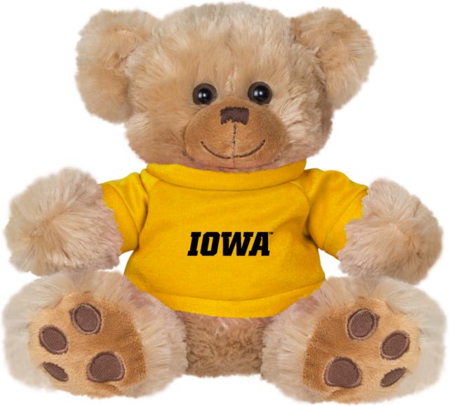 Iowa Plush Big Paw 8 1/2 inch Bear w/Gold Shirt Iowa Italic Wordmark - ONLINE ONLY