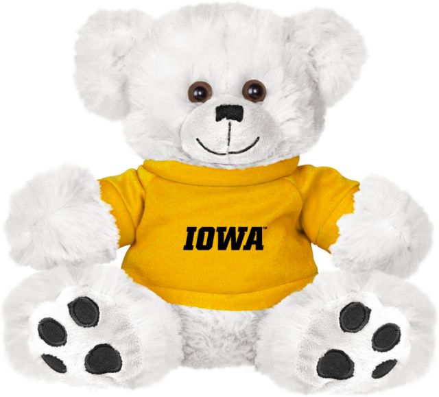 Iowa Plush Big Paw 8 1/2 inch Bear w/Gold Shirt Iowa Italic Wordmark - ONLINE ONLY