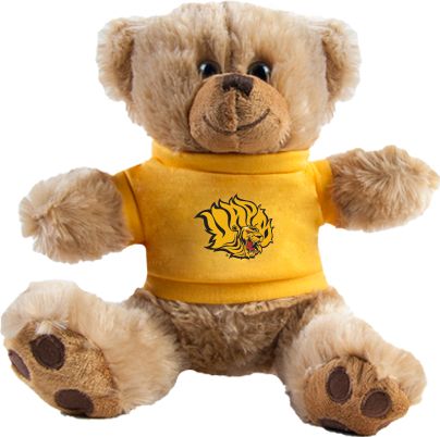 Arkansas Pine Bluff Plush Big Paw 8 1/2 inch Bear w/Gold Shirt Golden Lion Head - ONLINE ONLY