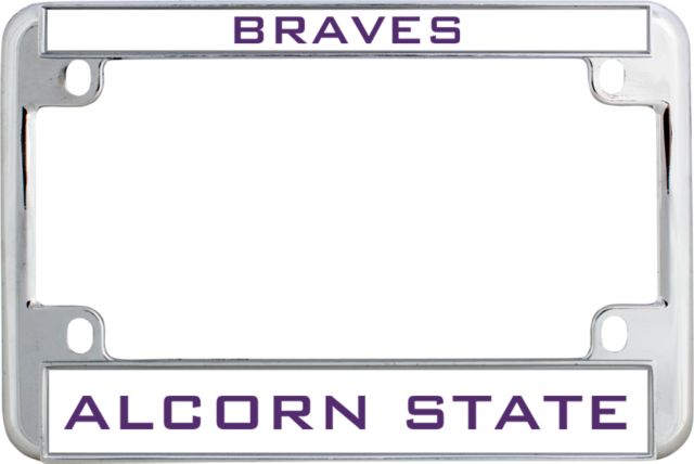 Alcorn Metal Motorcycle License Plate Frame in Chrome Braves - ONLINE ONLY