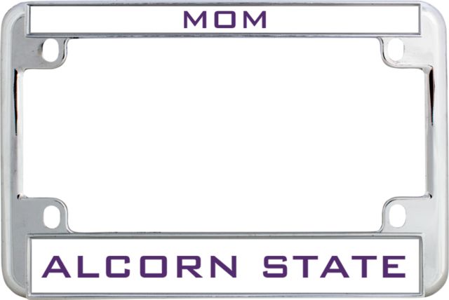 Alcorn Metal Motorcycle License Plate Frame in Chrome Mom - ONLINE ONLY