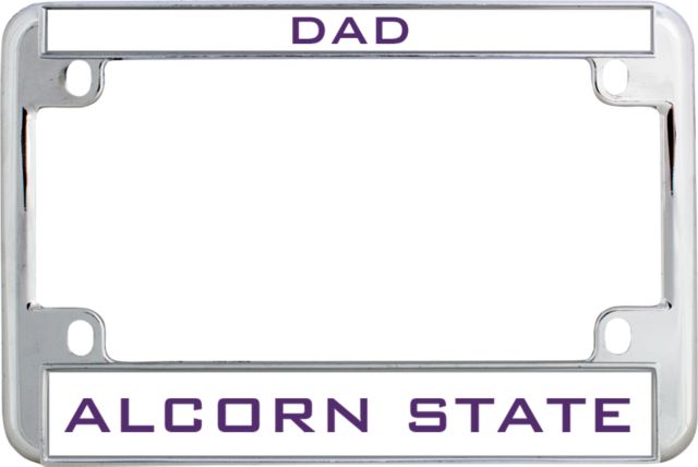 Alcorn Metal Motorcycle License Plate Frame in Chrome Dad - ONLINE ONLY