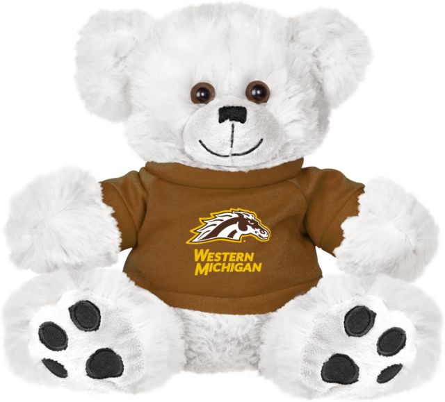 Western Michigan Plush Big Paw 8 1/2 inch Bear w/Brown Shirt Western Michigan with Bronco Head Mascot - ONLINE ONLY