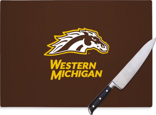 Western Michigan Cutting Board Western Michigan with Bronco Head Mascot - ONLINE ONLY
